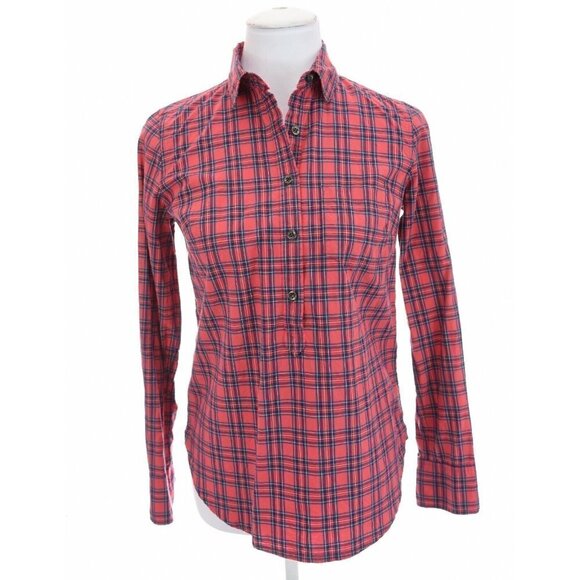 J Crew Women Sz 0 Christmas Plaid Tartan Print Oversize Popover Shirt Top Red xs - Picture 4 of 12